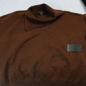 Eloquii Womens Chocolate Brown Sleeveless Turtleneck Knit Sweater.